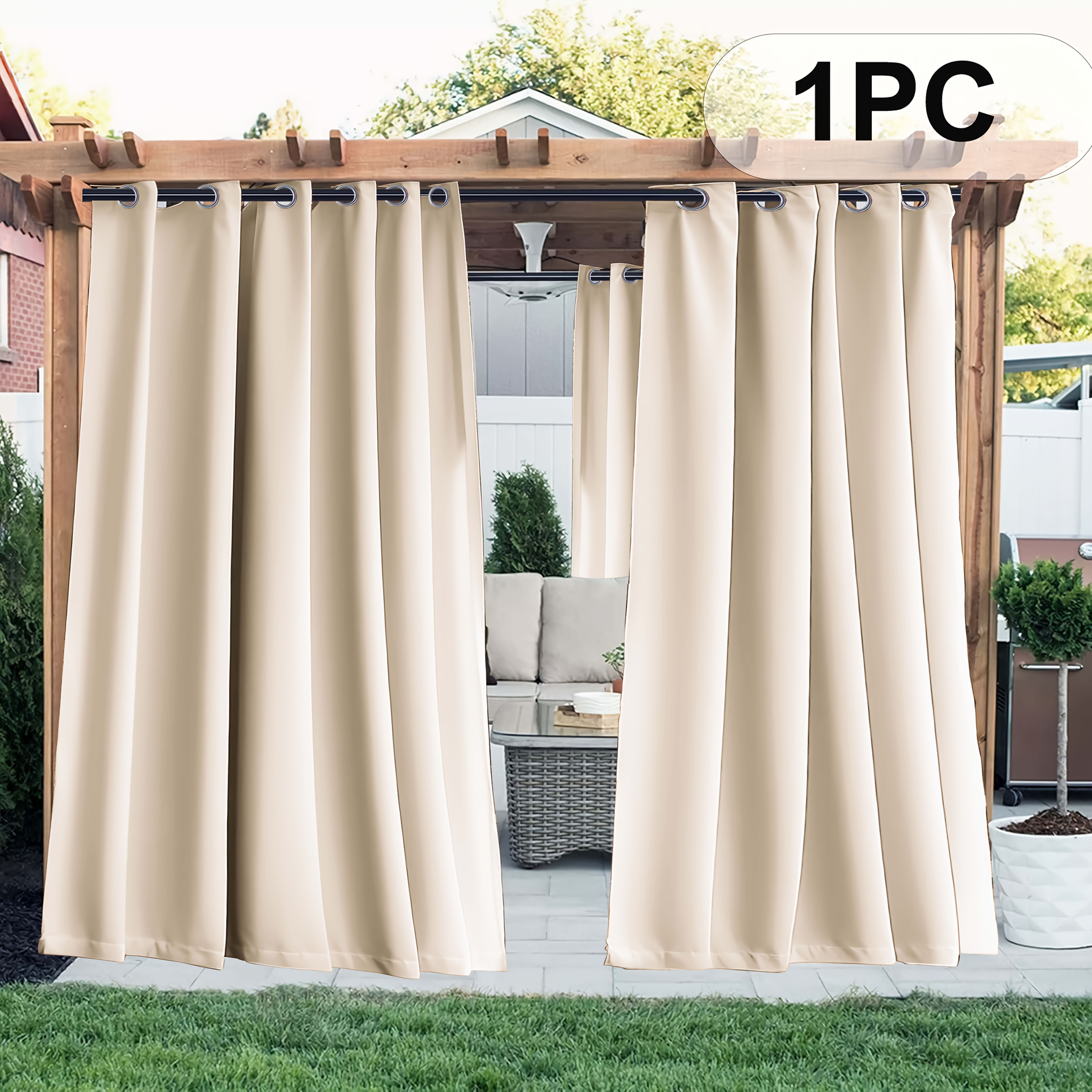 TEMU 1pc, High-density Oxford Cloth Outdoor Curtain, Blocks Sunlight, Regulates Indoor Temperature, Reduces Energy Consumption, Soundproof, Durable
