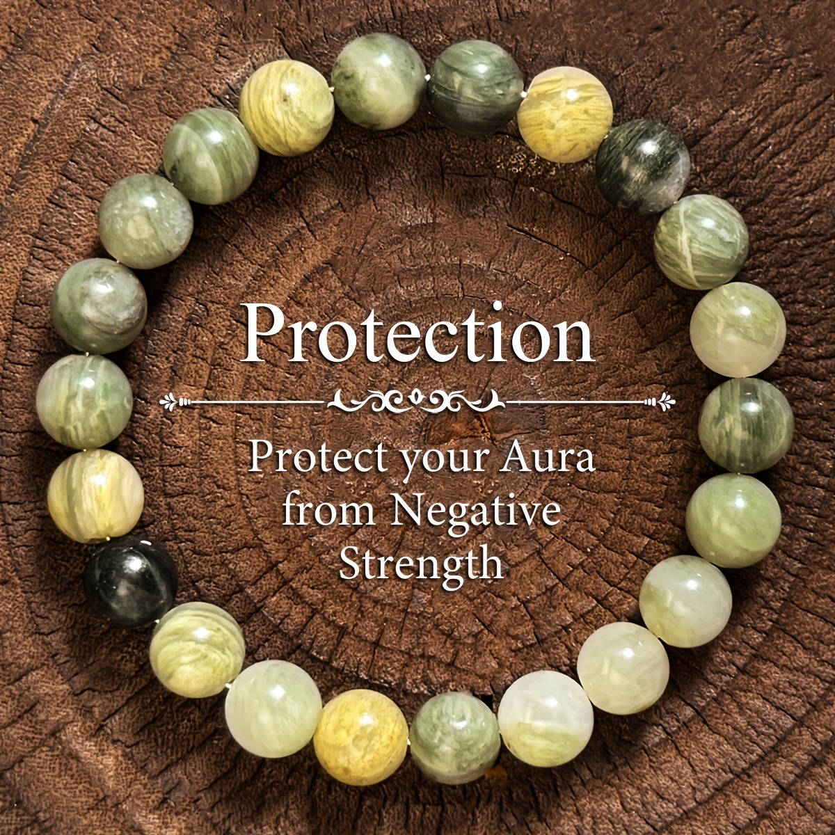 TEMU Fashion Stone Stretch Bracelet - Natural Stone , Aura Cleansing, Perfect Self-care Gift