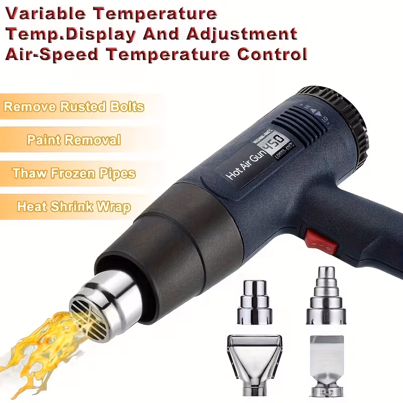 2500w heat gun hot air gun dual temperature settings 352 f 1202 heating hot air gun electric hand tool for bending plastic drying thawing handicrafts and shrinking pvc peeling paint Product details 1