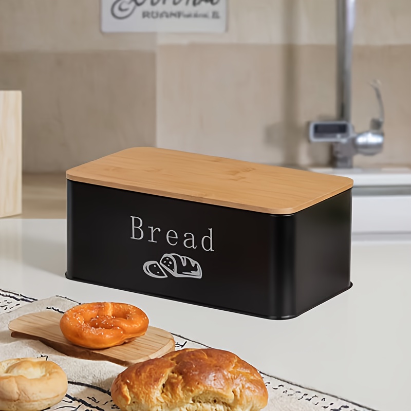 TEMU 1pc Handmade Baked Goods Storage Box, Durable Metal, Kitchen Bread Preservation Storage Box, Kitchen Countertop For Organizing Bread, Grains,