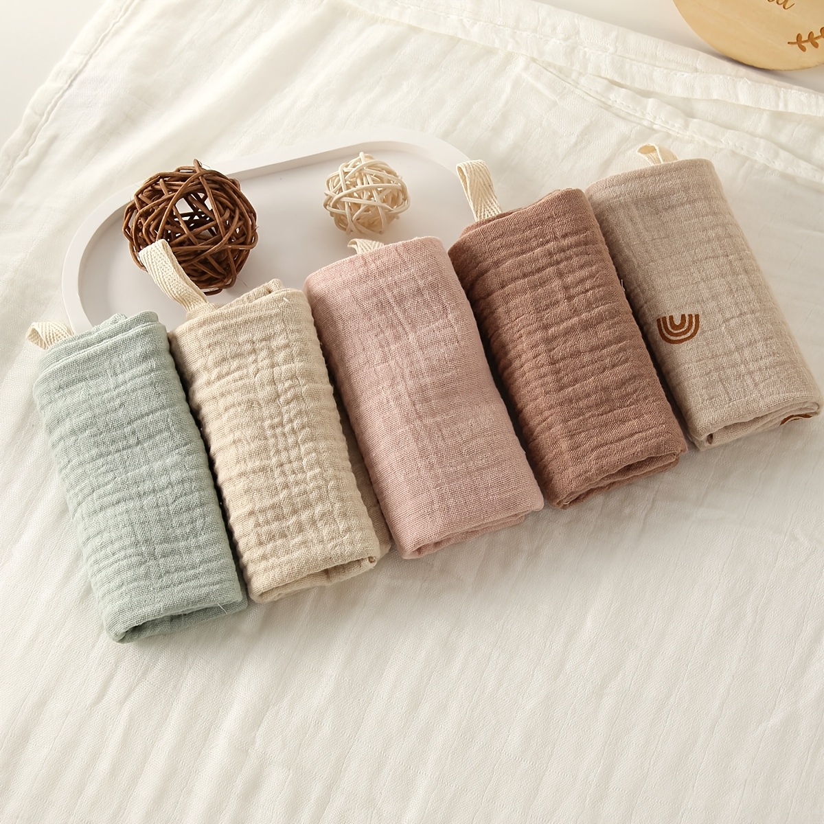 5-pack Soft Four-layer Baby Cloth Squares: Drool Cloths, Face Wipes, Nursing Towels, And Handkerchiefs