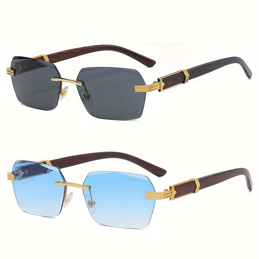 90s Rectangle Glasses Rectangle Rimless For Women Men 90s