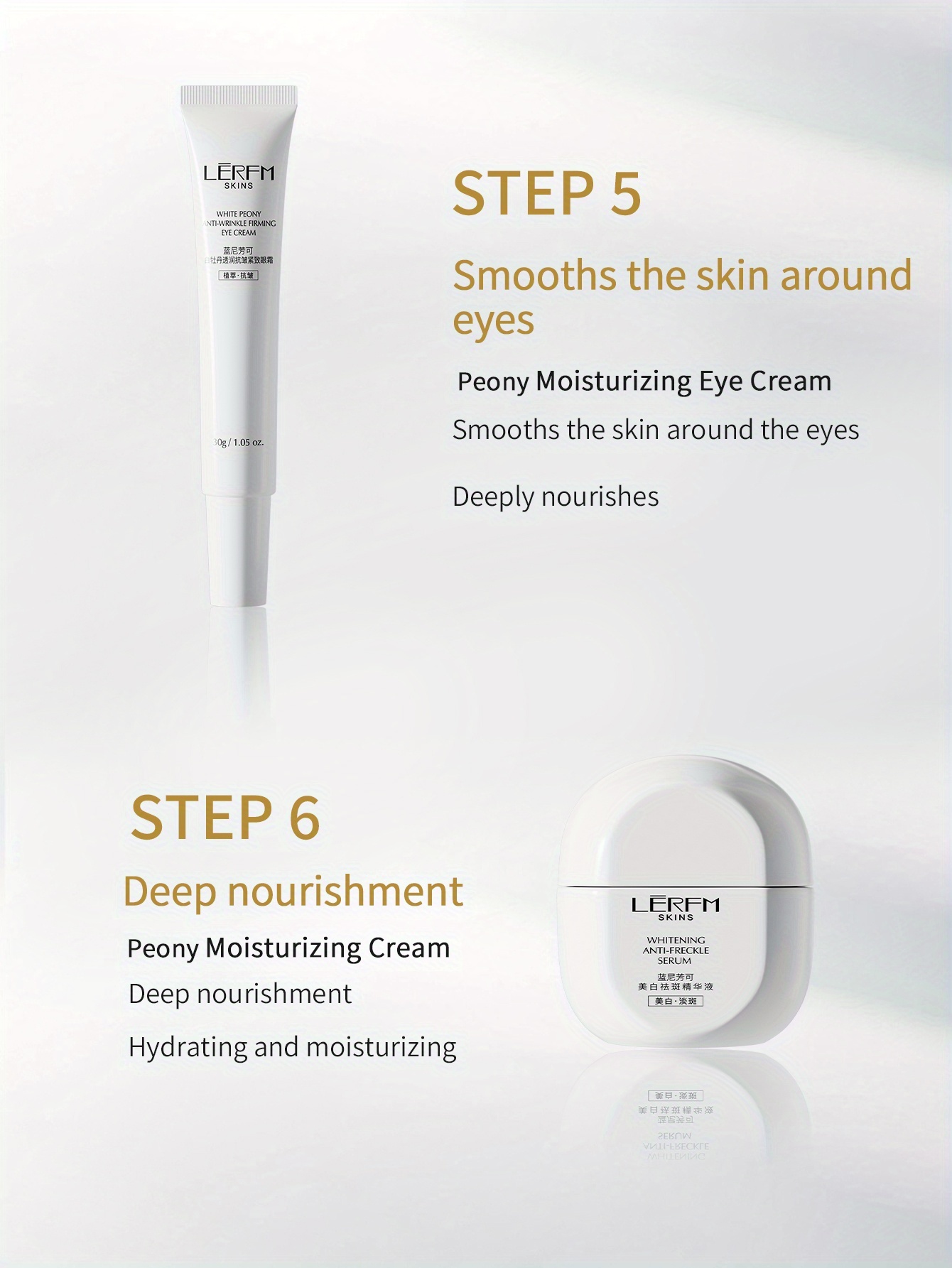 white peony firming skincare set with ginseng vitamin e and other light beige   ingredients locks in moisture for smooth and bright   suitable for oily light beige holiday gift box mothers day present details 8