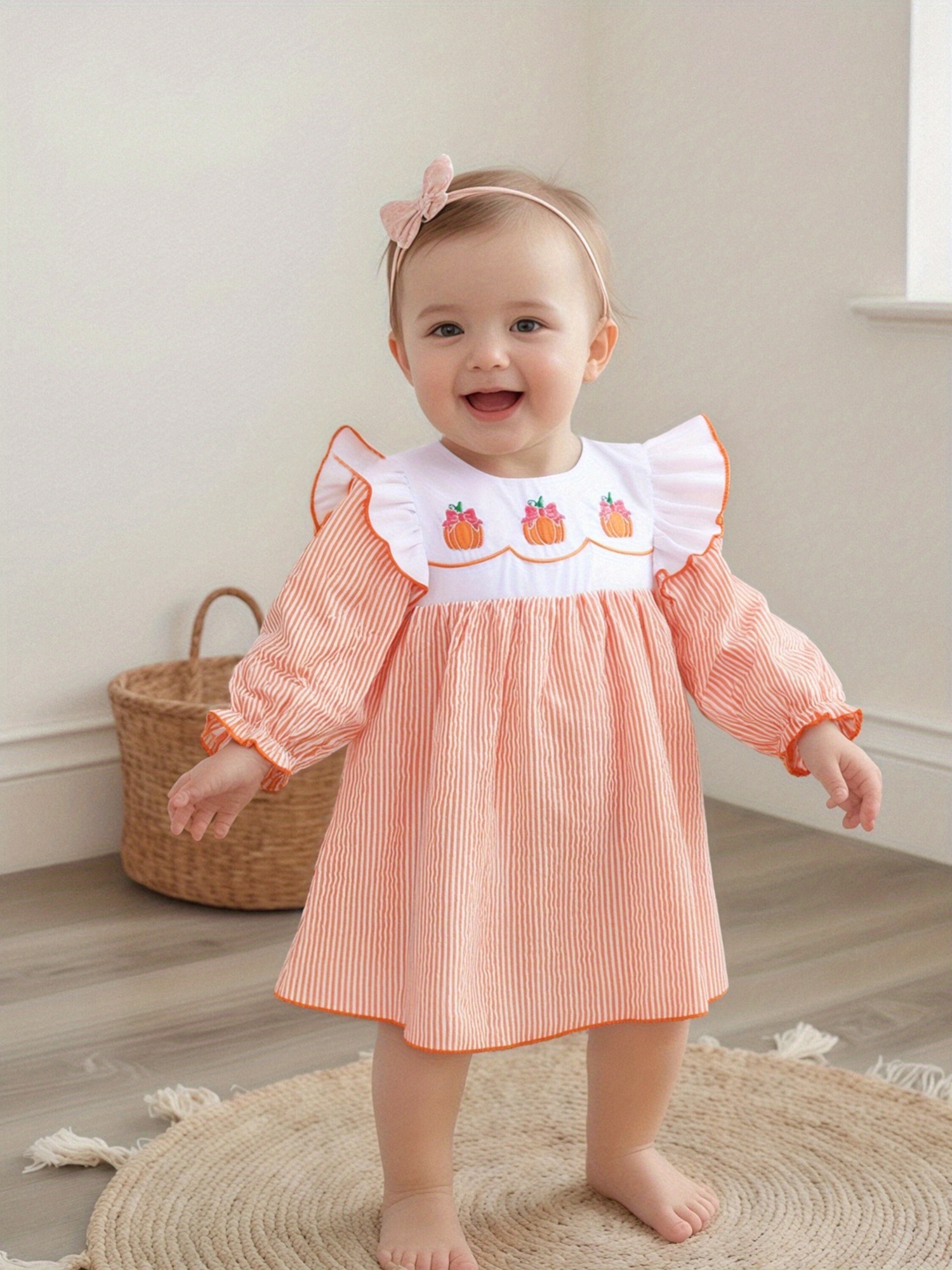 knee length dresses for ladies Girls' Halloween Pumpkin Witch Bat Print A-Line Floor Length Dress | Black / 7-8 Years (140cm)