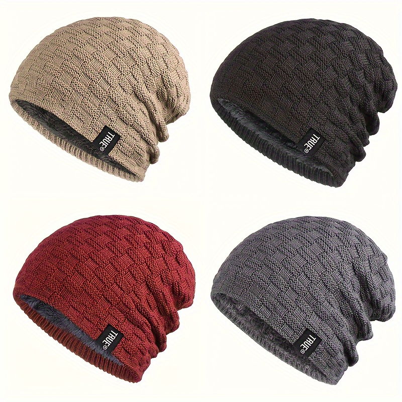 

Makefge Men' Knit Beanie - , Warm & With Ear Protection For Autumn/winter | Stylish Letter Patch Design