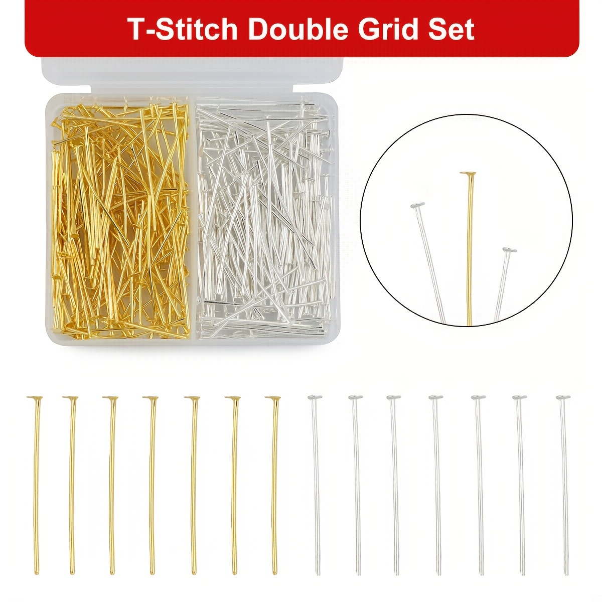 

Box Of 200pcs 30mm Long Pins T-shaped Pins Colors, And Cuttable, Used For Handmade Diy Making Bracelets, Necklaces, Earrings, Jewelry Making, Head Pins, Handmade Accessories, Golden/silvery, 100pcs