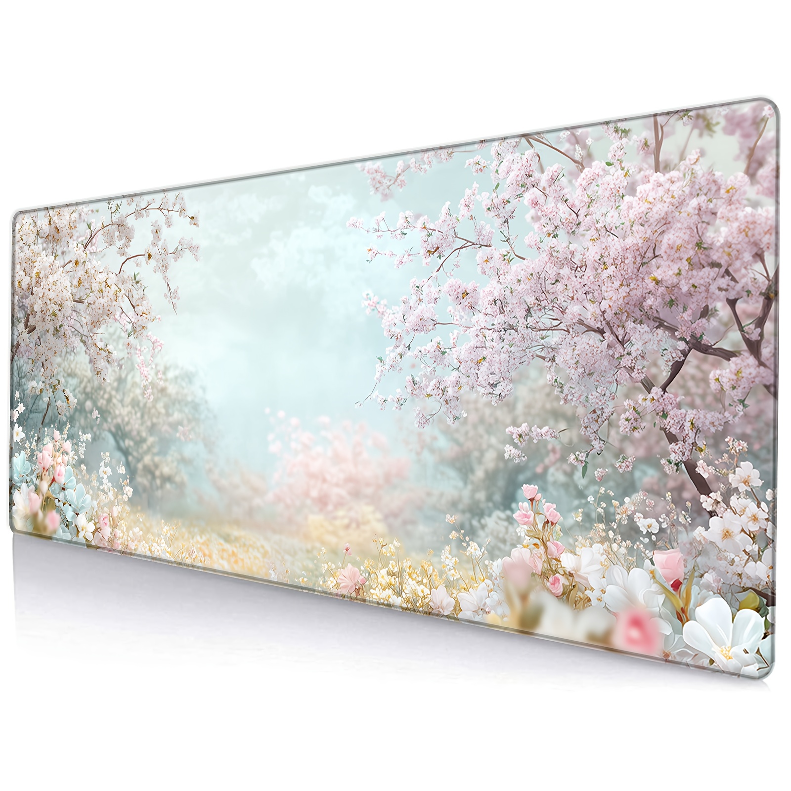 TEMU Oversized Floral Mouse Pad With Design, Providing Ample Desktop Space And A Non-slip Rubber Backing, Ideal For Holiday Gifting
