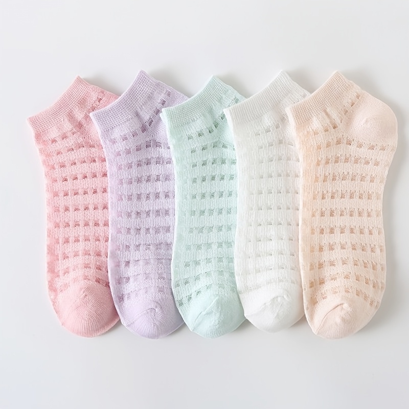 5-pair Mesh Rainbow Women's Short Socks
