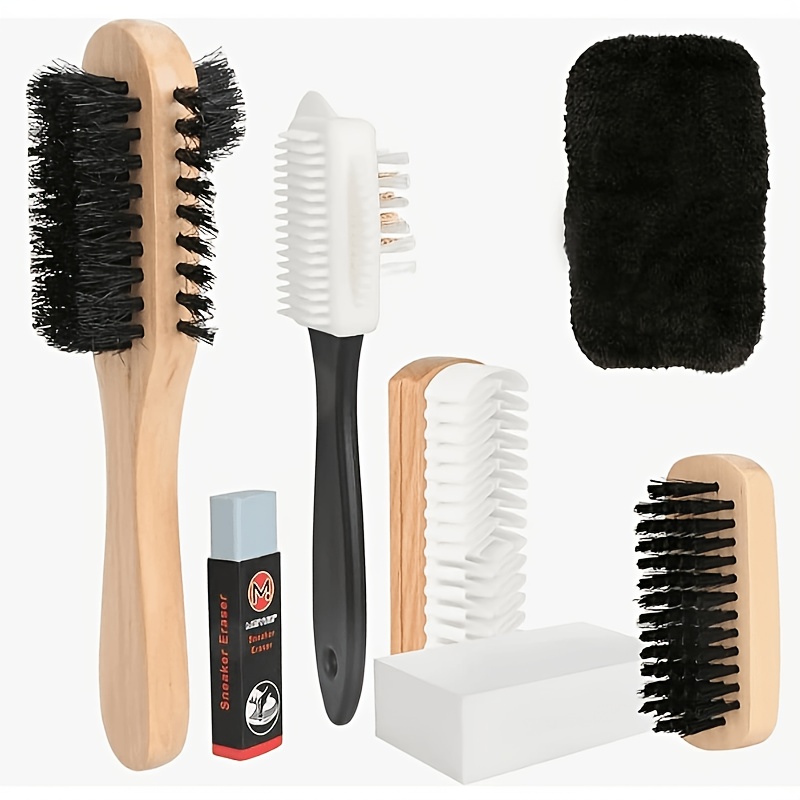 TEMU Suede Brush For Shoes Set Of 7 Versatile Suede Brush Shoe Brush Set Suede Care Brush Nubuck Leather Brush Crepe Brush With Eraser For Suede