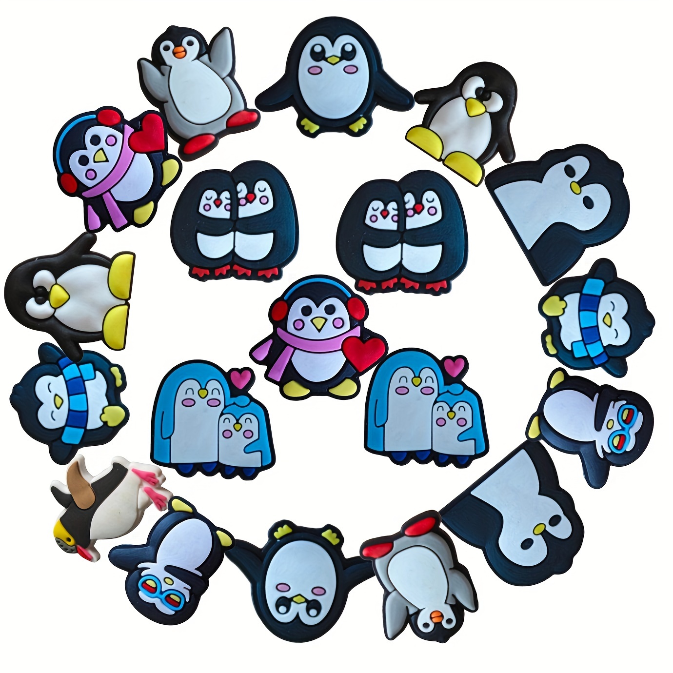 

14-piece Penguin Cartoon Shoe Charms Set, Plastic Diy Decoration Accessories For Sandals And Beach Footwear, Adorable Gift Idea For Penguin Lovers