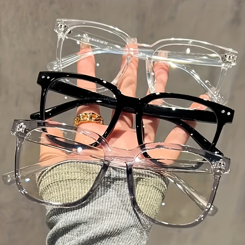 Three-Piece Transparent Lens Fashion Minimalist Eyeglass Set