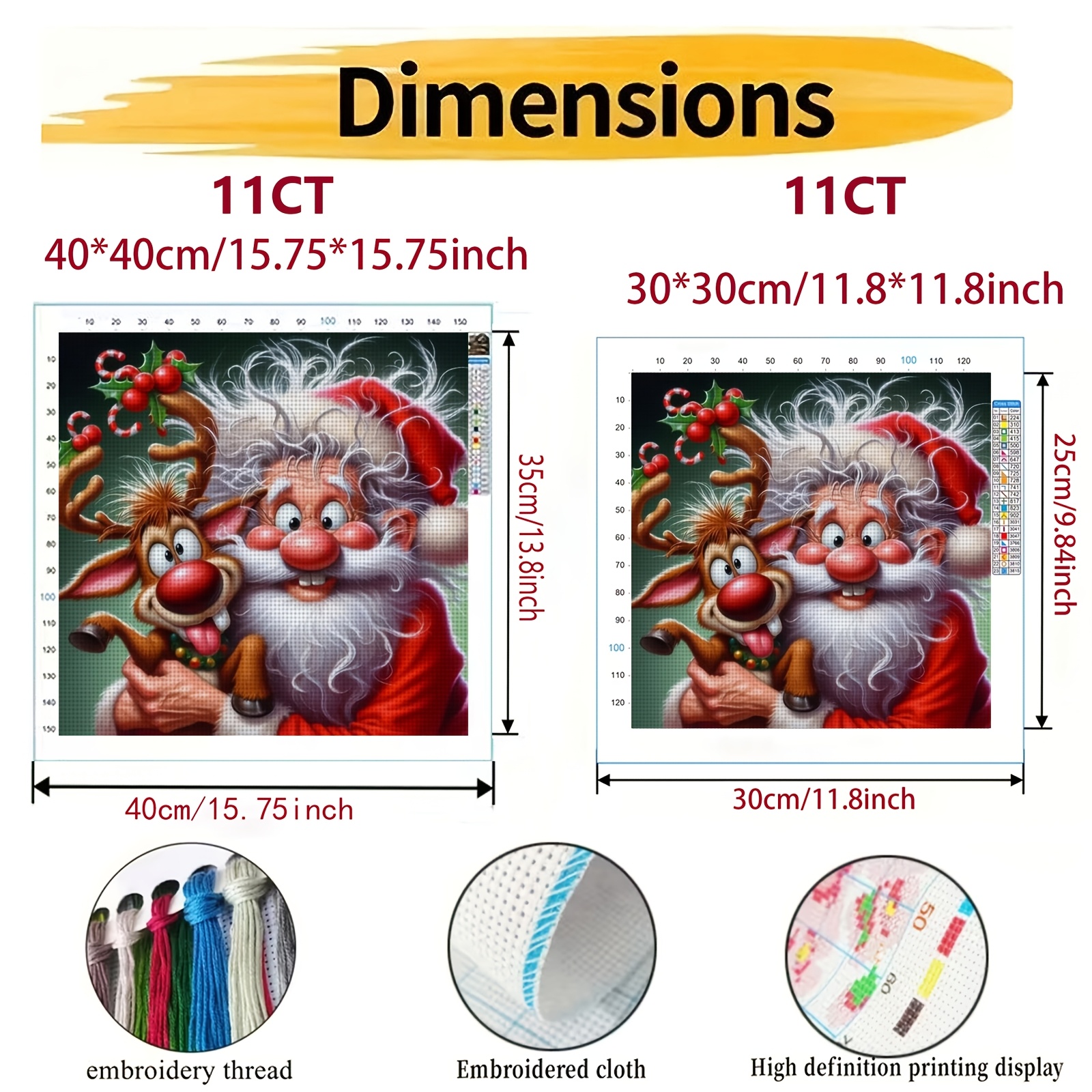 Cross Stitch Kit, Santa Claus with Reindeer Pattern for Beginners