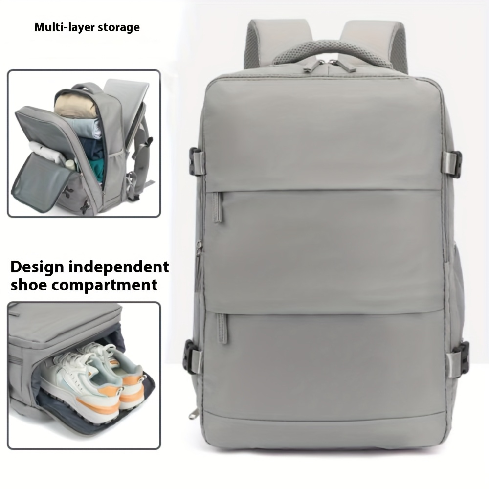 lightweight 40l airline approved travel backpack for 17 laptop compartment independent shoe storage adjustable straps multiple compartments durable polyester white travel luggage organized compartments professional luggage reinforced stitching college students Product details 0