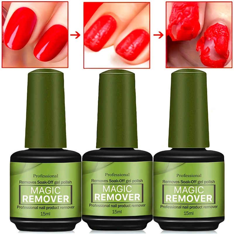 TEMU Gel Nail Polish Remover, 3pcs Soak-off Quick Remover, 2-3 Min Quickly Remover Nail Polish- Nail Polish Remover For Gel Nails, Nail Glue - At