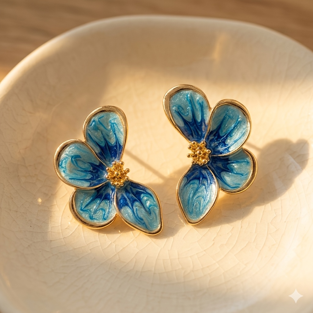 Image of A Pair Of Elegant Irregular Petal-shaped Earrings, , Exquisitely Delicate And Gentle, Suitable For Ladies' Banquets, Parties, Casual Vacations, And Daily Gifting