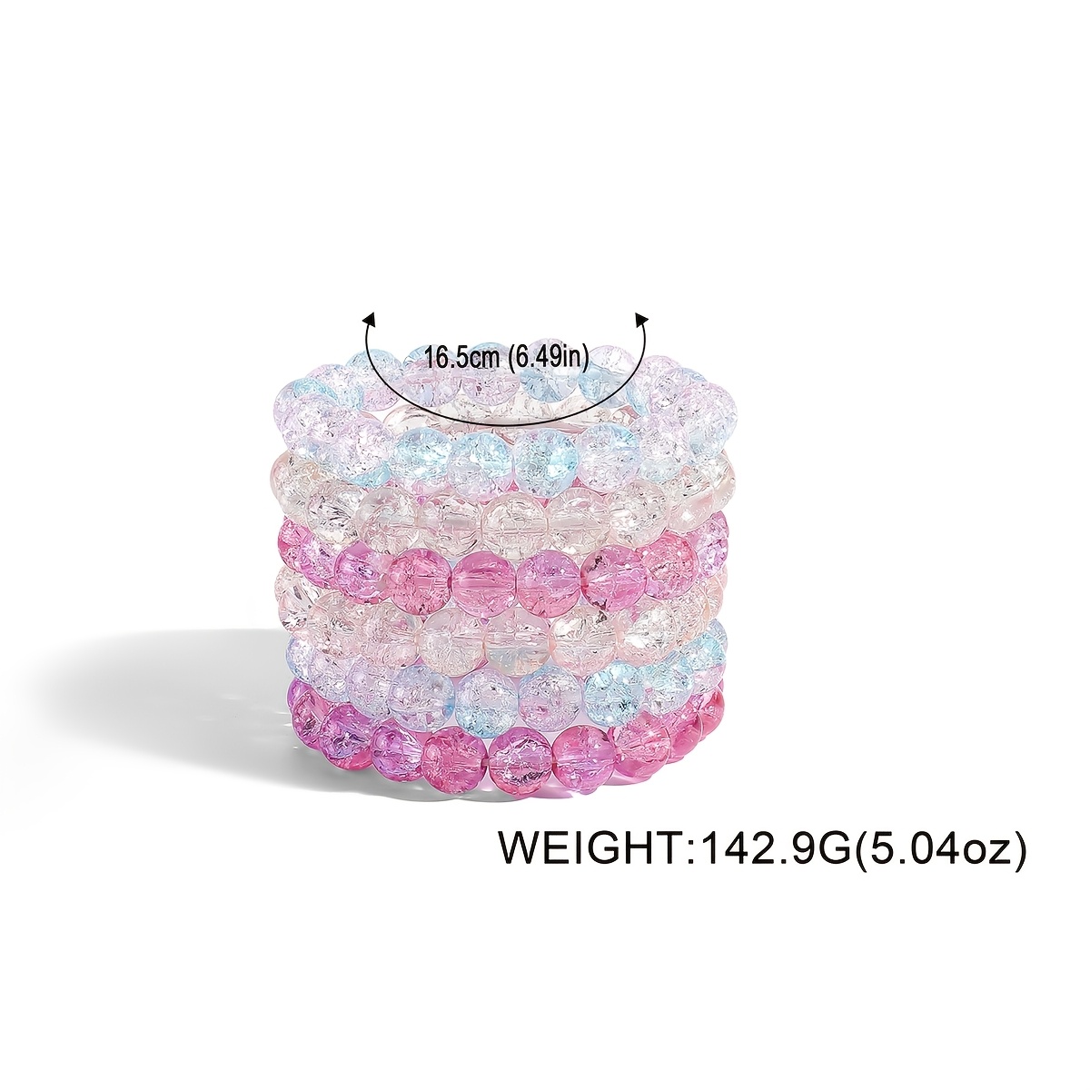 6pc Bohemian Pastel Crackle Glass Beaded Bracelets Set