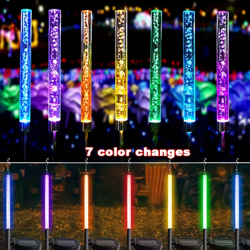 

2pcs Garden Solar Lights, Decor Bubble Garden Stakes, Led Color Changing Connected Posts, Outdoor Garden And Yard Decoration