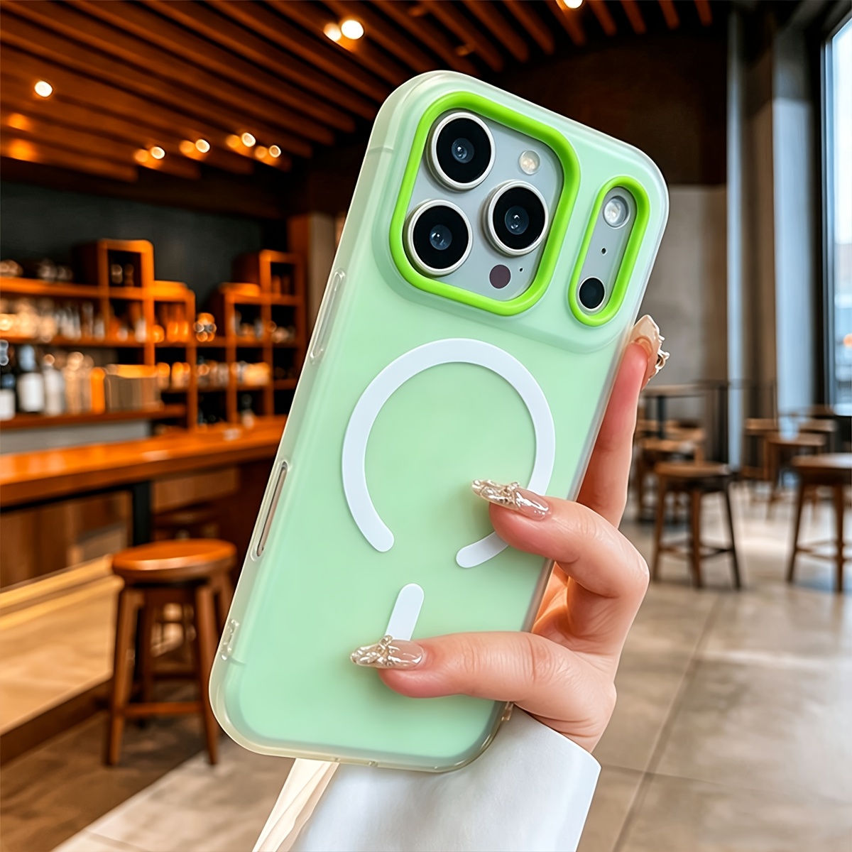 TEMU Phone Case - Luxury Candy-colored 2-in-1 Magnetic Wireless Charging Phone Case Compatible With Iphone 17 Pro 15 14 13 Pro Max Protective Cover