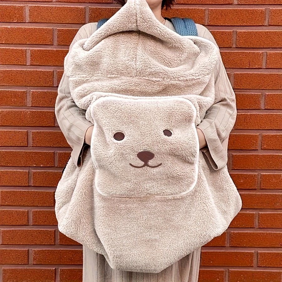 Image of 1pc Embroidered Throw Blanket, Warm Travel Blanket With Straps, Plush Windproof Cover - Thickened And Insulated, Multi-functional Children's Blanket, Gift For Baby
