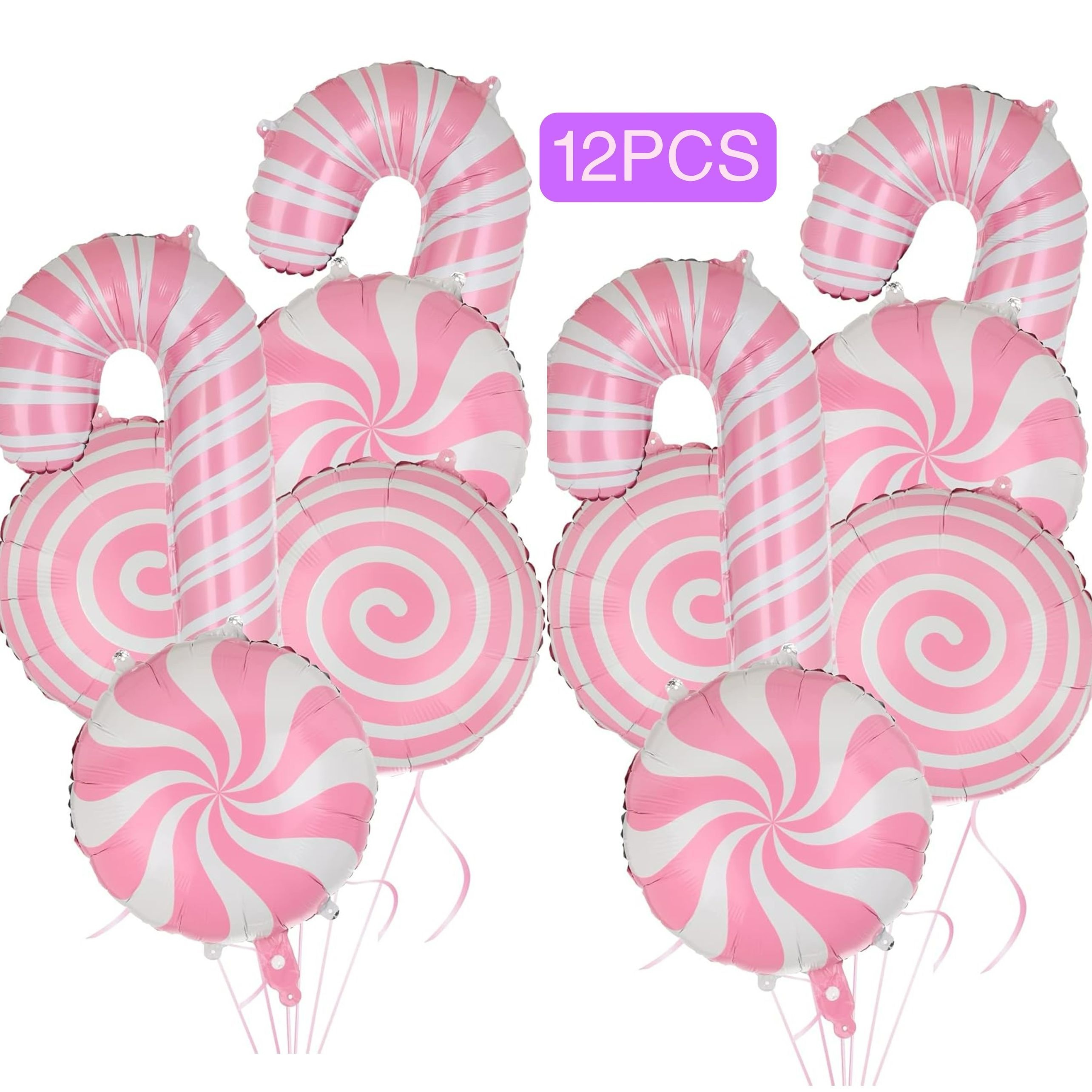 

12pcs Lollipop Balloons Set - Self-sealing, Curling Ribbon Included For Christmas & Birthday Party Decorations