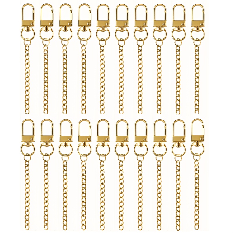 TEMU 20pcs Keychain Making Kit With Swivel Hook Clasps, Clasps, Extension Chains, Keychain Clips, And Key Rings For Diy Craft Supplies, Keychain Bag