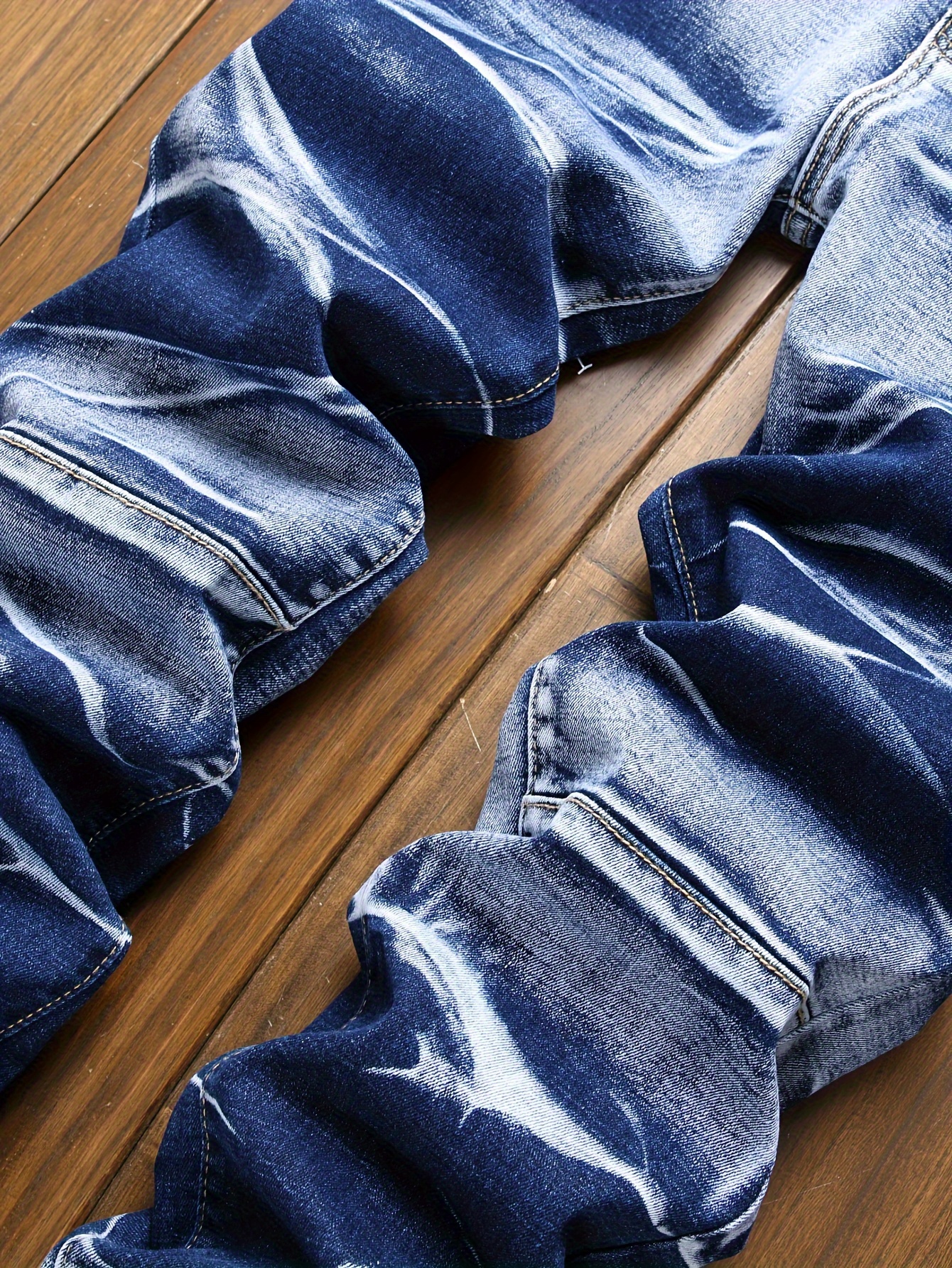 Casual Tie Street Medium Dye Slim Fit - Temu Style Men\'s Chic Jeans