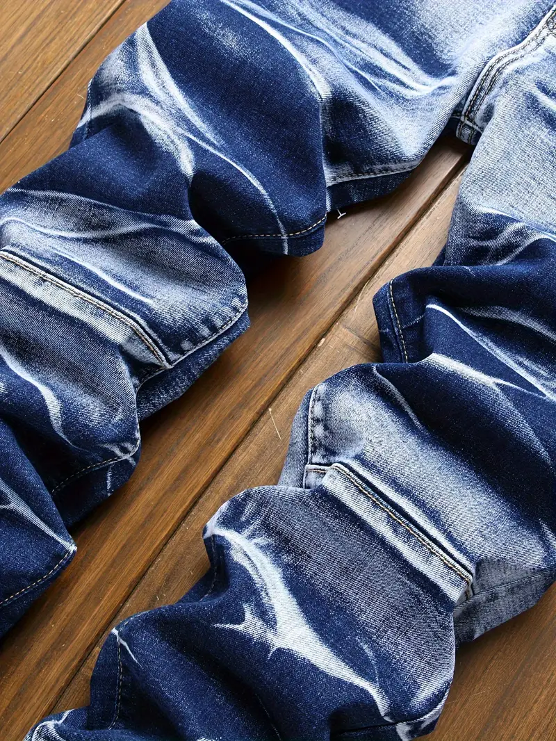 Slim Fit Chic Jeans Men\'s Casual Street Style Tie Dye Medium - Temu