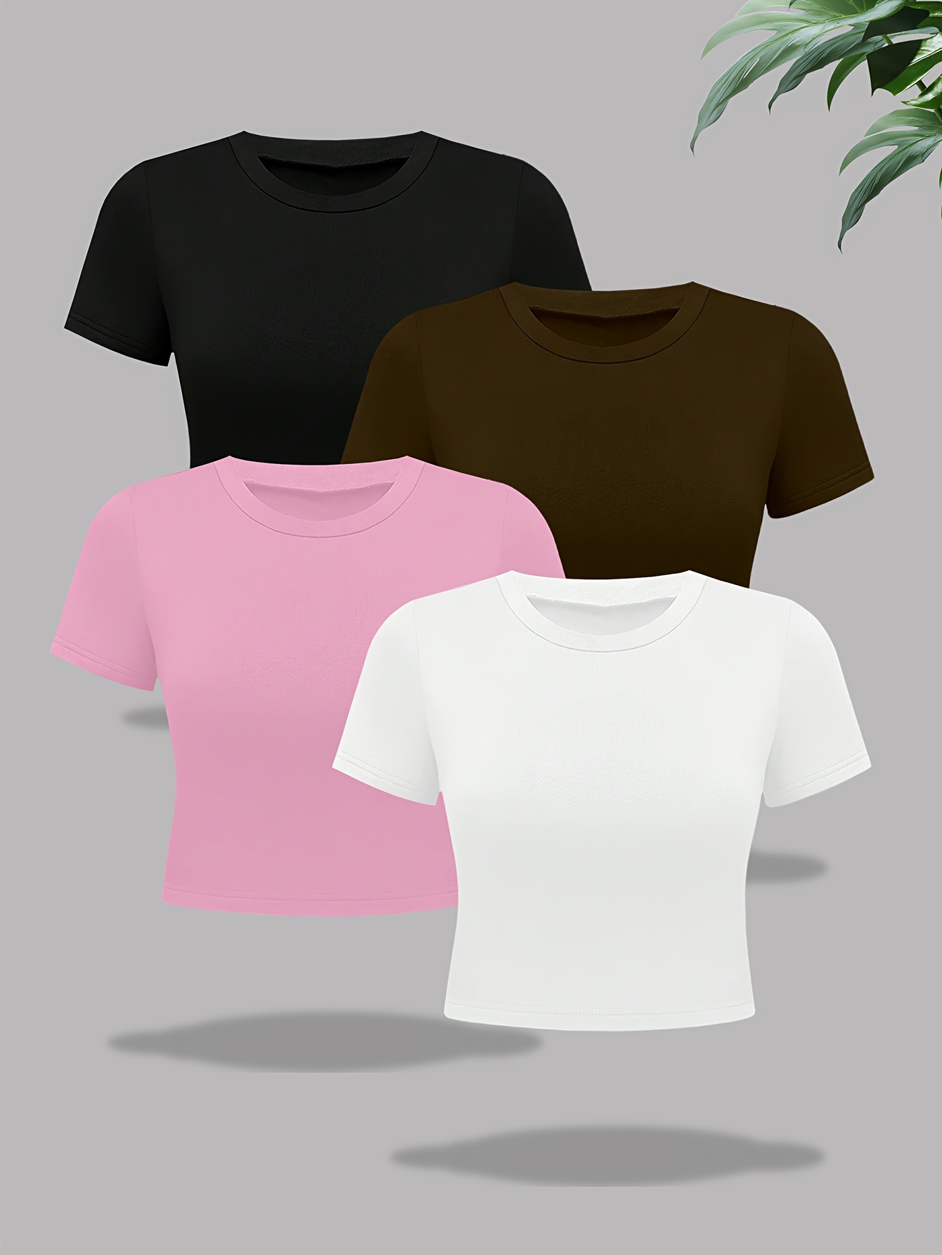 plus size crop t shirt casual short sleeve crew - Temu