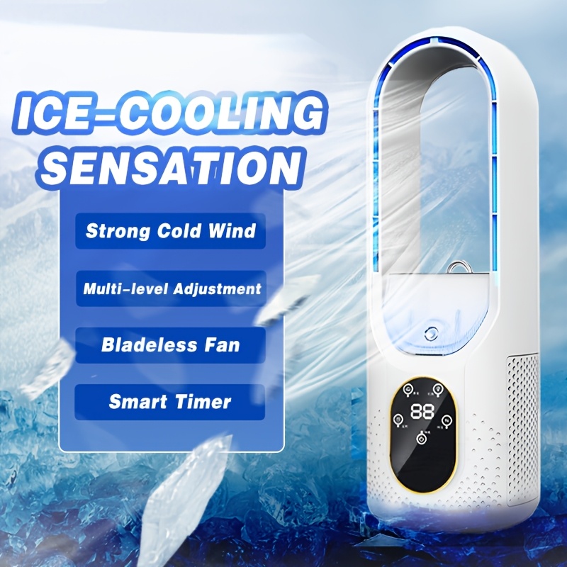 Bladeless Fan With Humidifier & 2026 New Model 5v 2a Power Supply 6-speed Wind Setting Wide-angle Airflow Ideal For Desk, Living Room, Bedroom