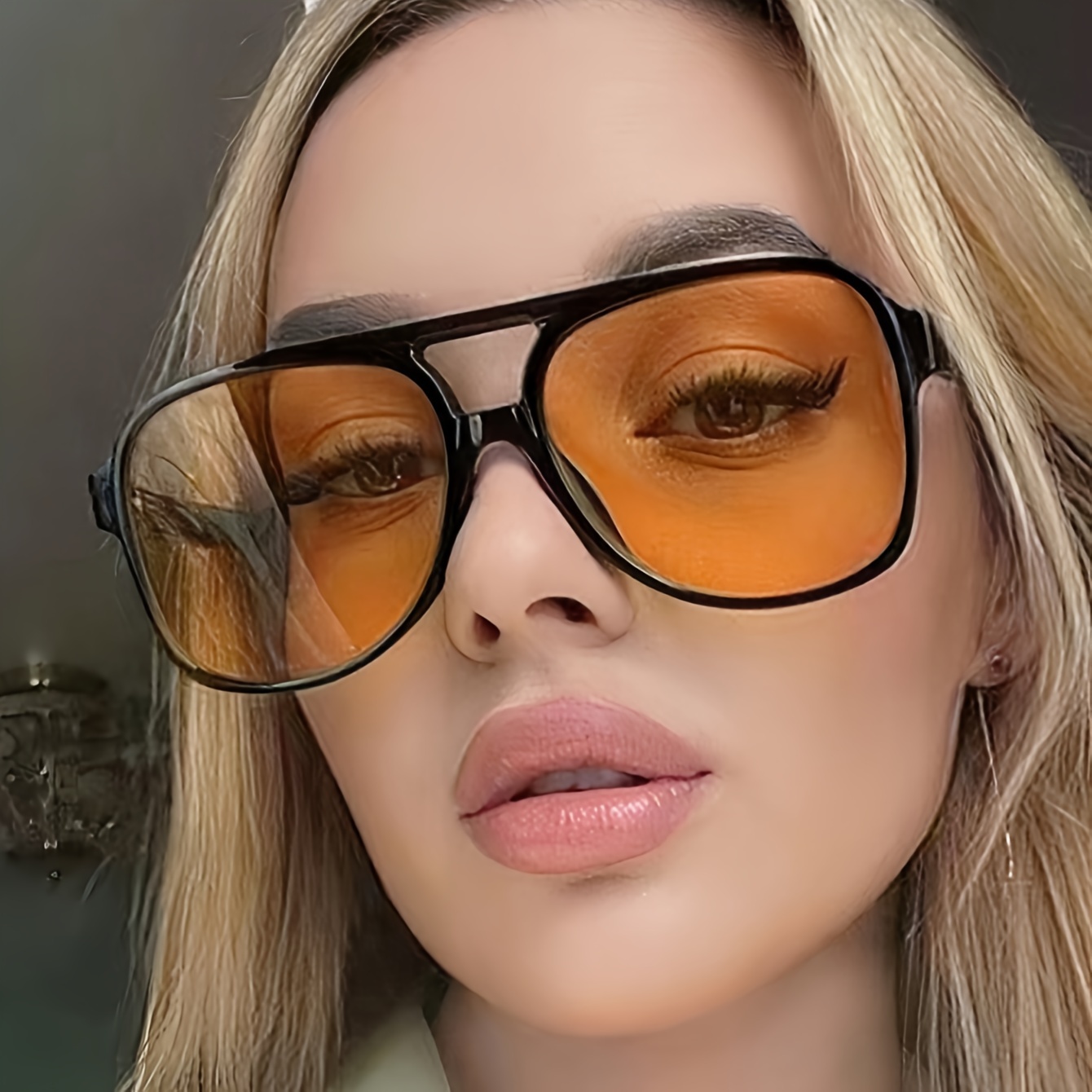 

Oversized Frame Double Bridge Hollow Out Frame Trendy Fashion Glasses Beach Shield Decorative Glasses