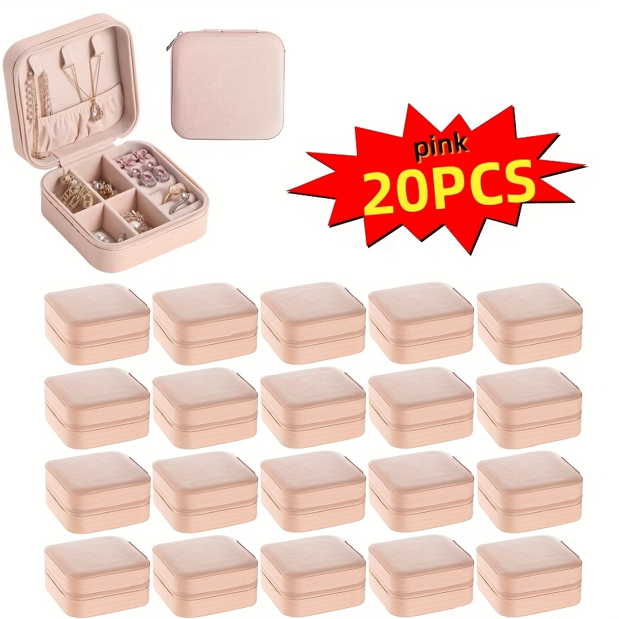 20pcs Mini Jewelry Box Set, Zippered Storage for Rings & Earrings