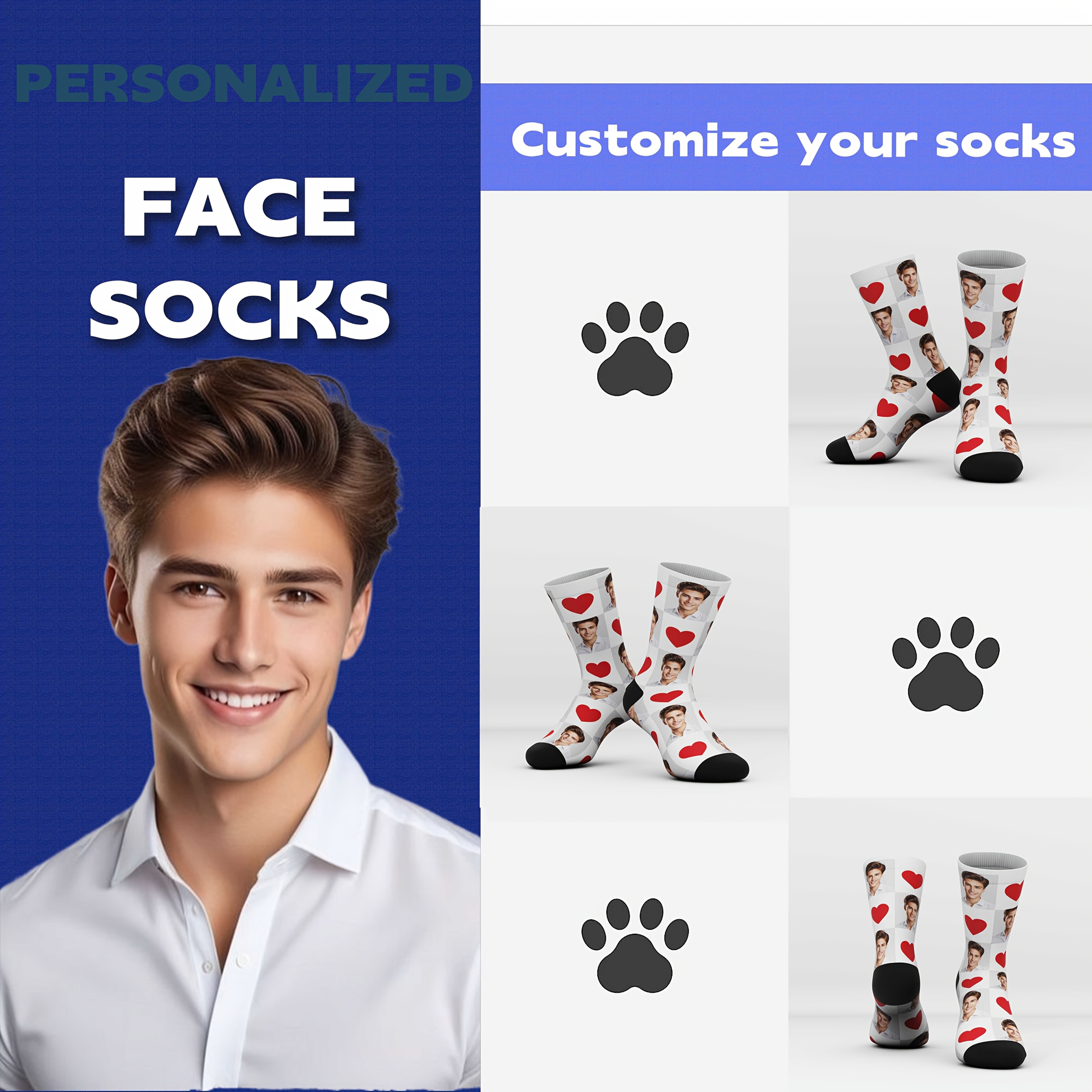 TEMU Custom Face Socks, Personalized Fun Gift Sailor Socks With Photo Customization, Fashion Sailor Party Gift Men Women Socks