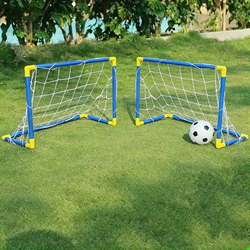 3pcs football air pump portable detachable indoor outdoor soccer goal for boys and girls toddlers kindergarten parent child toy teenager soccer set portable and easy to assemble goal suitable for indoor outdoor play