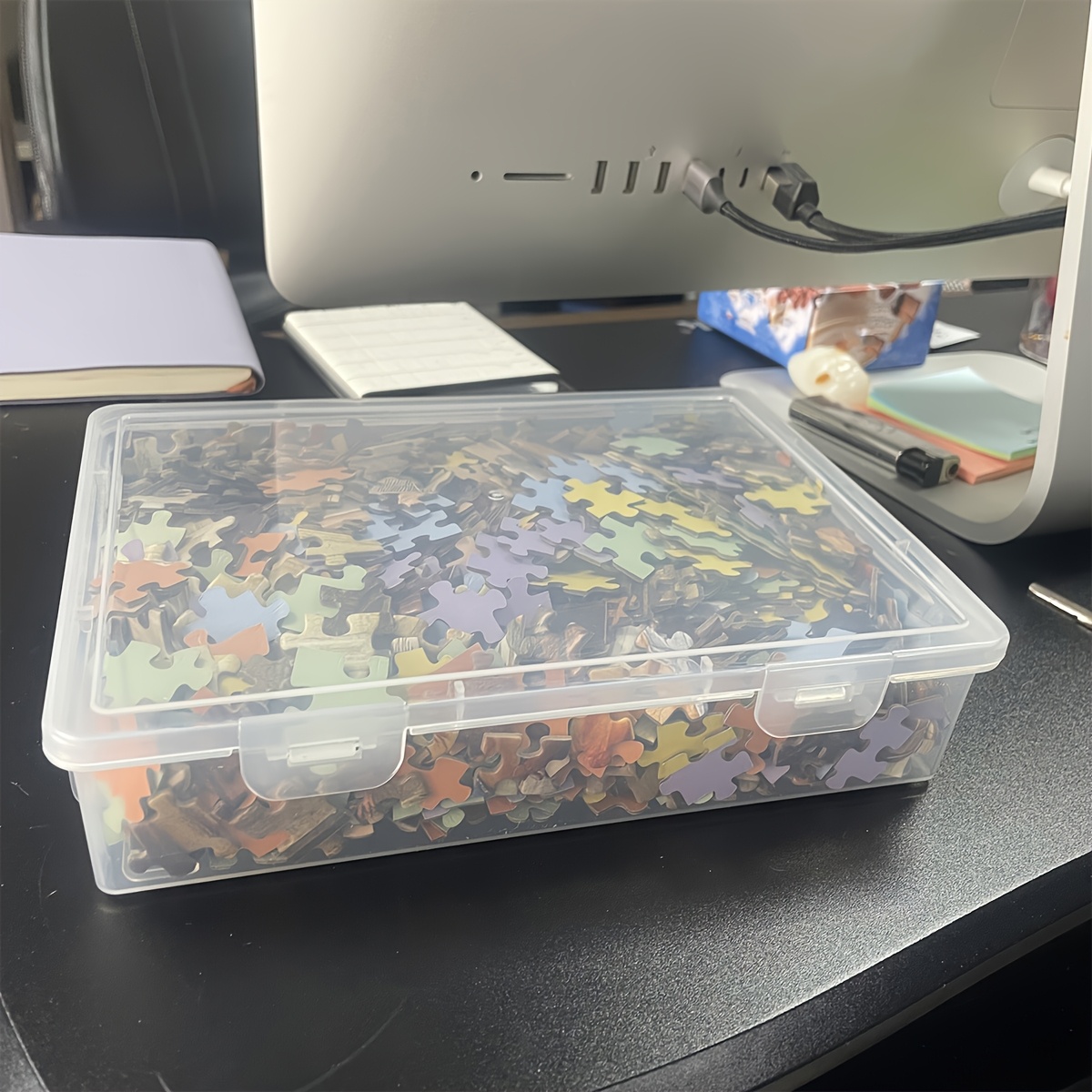 Transparent Plastic Storage Box with Lockable Lid Stackable Organizer