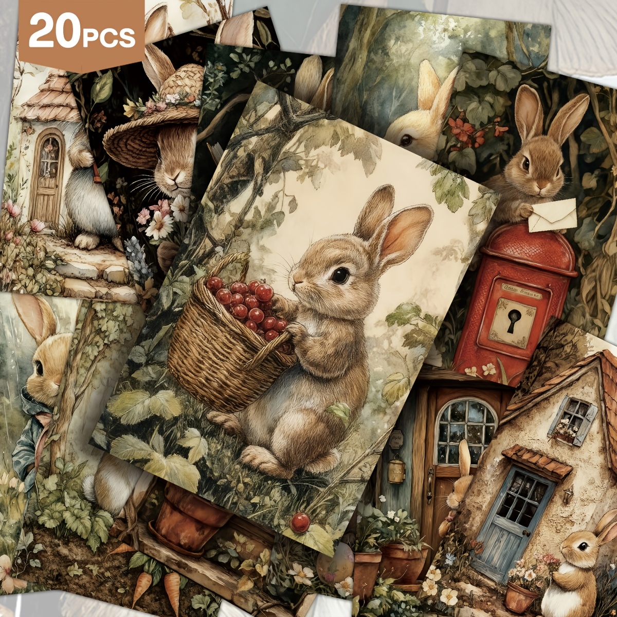 TEMU 20pcs Vintage Dark Style Postcard Set - Classic Forest, Eggs, For Scrapbooking, Junk Journal, Crafts, Wall Decor And Greeting Gifts, Holiday Party Decorations, Souvenirs, Easter Gift Cards