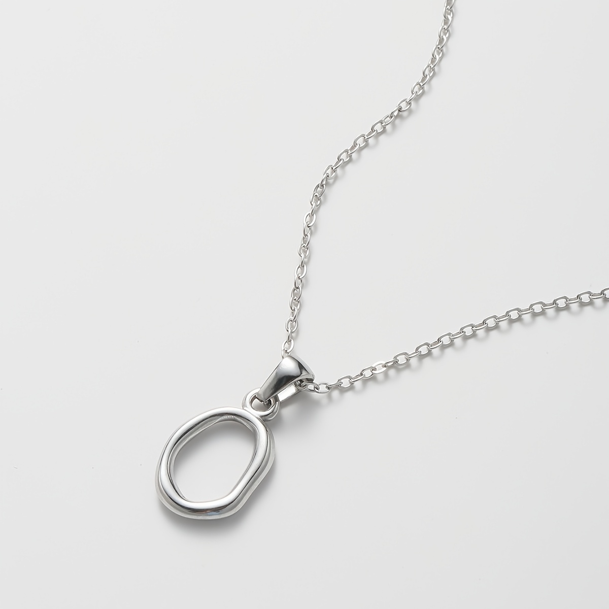 TEMU 1pc Collier Tendance Argenté Doré en Acier Inoxydable Asymétrique Creux d'Éllipse, Pendentif, Chaîne de Collier pour Femme, , Vacances