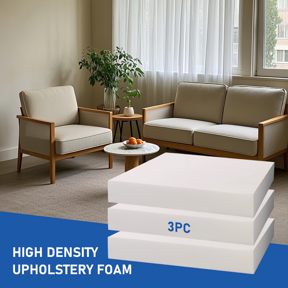 

3pcs High Density Foam Sofa Cushions, 24x24 Inches, 1/2/3 Inch - , White Upholstery For Indoor & Outdoor Furniture, Ideal For Diy Projects