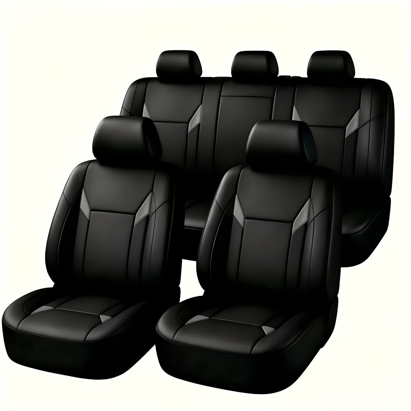 TEMU Coprisedili per auto in pelle PU adatti a tutti i veicoli, imbottitura in morbida schiuma e rivestimento imbottito, copertura in pelle PU