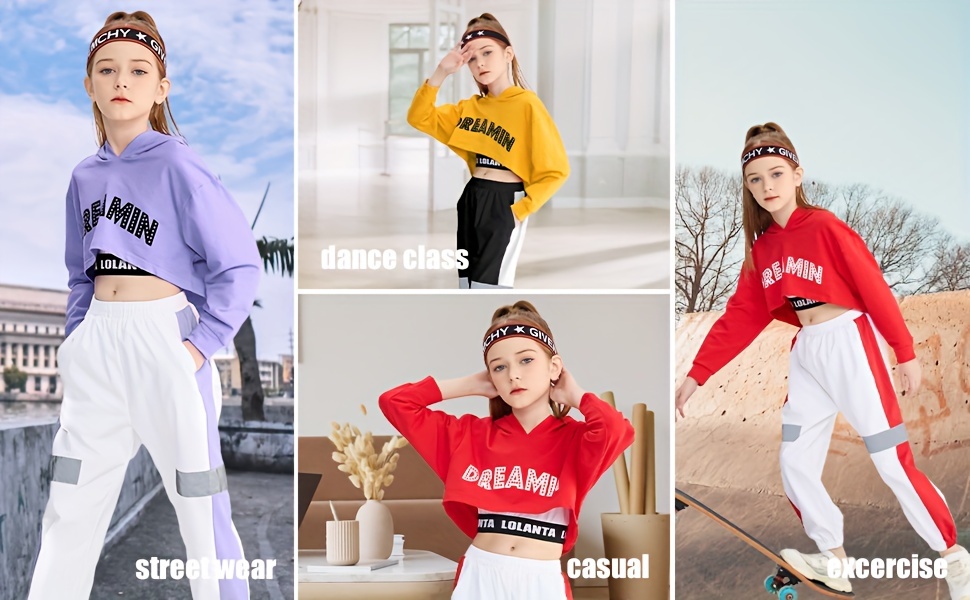 Sports Fashion Suit Girls Letter Hoodie + Camisole + Jogger - Temu