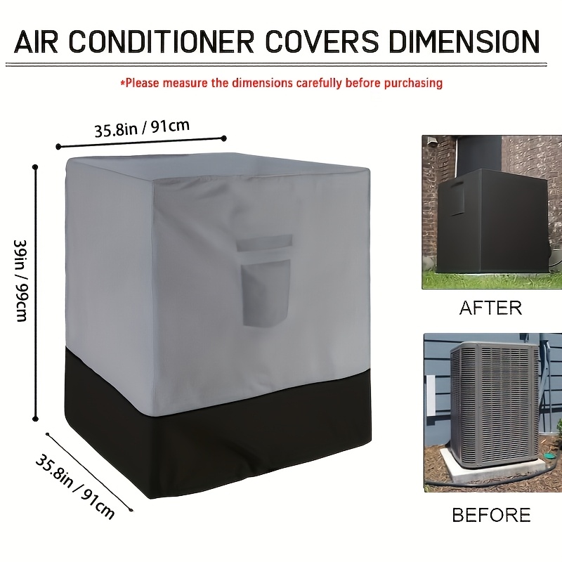 TEMU 1pc Heavy-duty Uv-resistant Outdoor Ac Cover With Suitable For Ac Units & Patio Furniture, Winterproof Durable Fabric Cover For Air Conditioner,