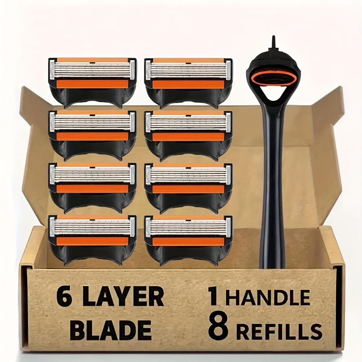 Image of Men's Manual 6-layer Blade Shaver Replacement, Easy To Operate And Clean For Shaving, Stainless Steel Material For Protection, Classic Men's Facial Care Tool