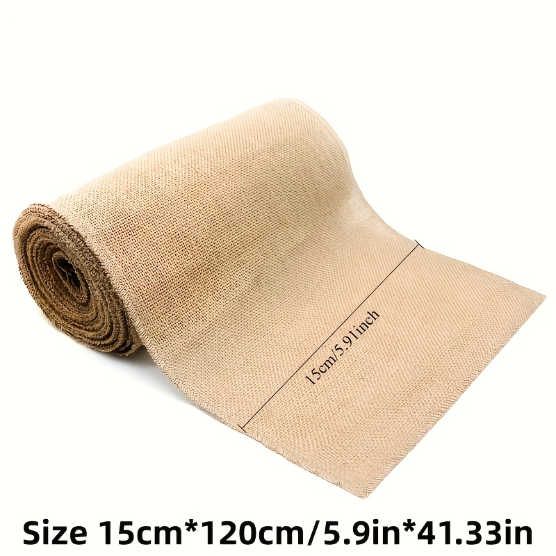 TEMU 1 Roll Burlap Roll - 5.91 Inches .24 Inches Rustic Burlap Fabric For Crafts, Christmas Decorations, Wedding Table Chair Tassels, Durable And
