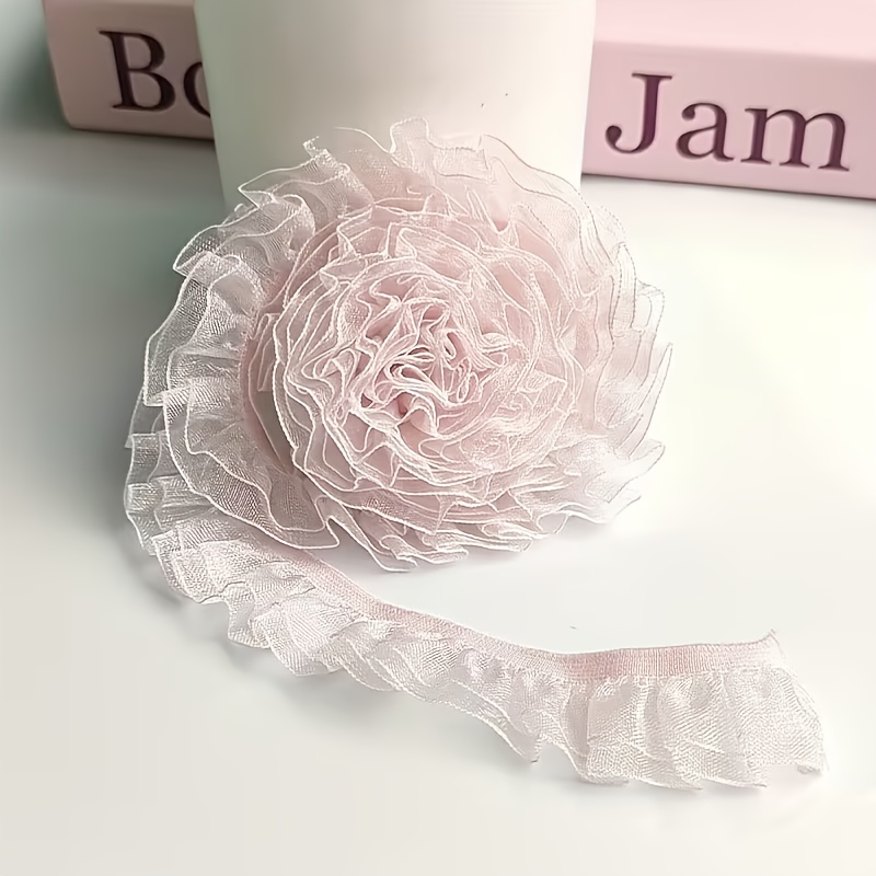 TEMU 5-yard Double-layer Colored Lace Ruffle Elastic Waistband - Suitable For , Pants/skirt Waistband And Hem Decoration, Double-layer Colored Lace