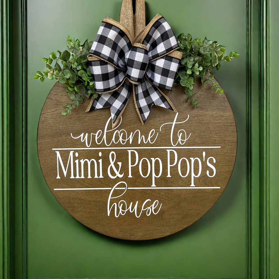 

1pc Personalized Name Front Door Decor | Front Door Wreath | Welcome To Grandma And Grandpa's House | Front Door Sign | Door Wreath | Grandparents Gift