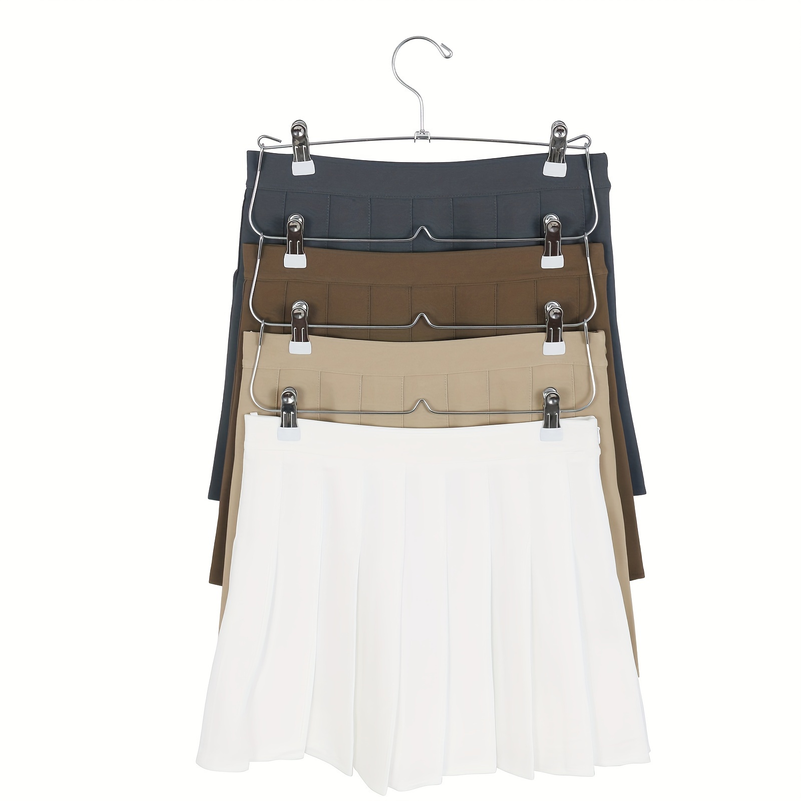 

1pc Stainless Steel Skirt And Pants Hanger, No-slip Design, Heavy-duty Closet Organizer With Clips, Skirt Pants Hanger