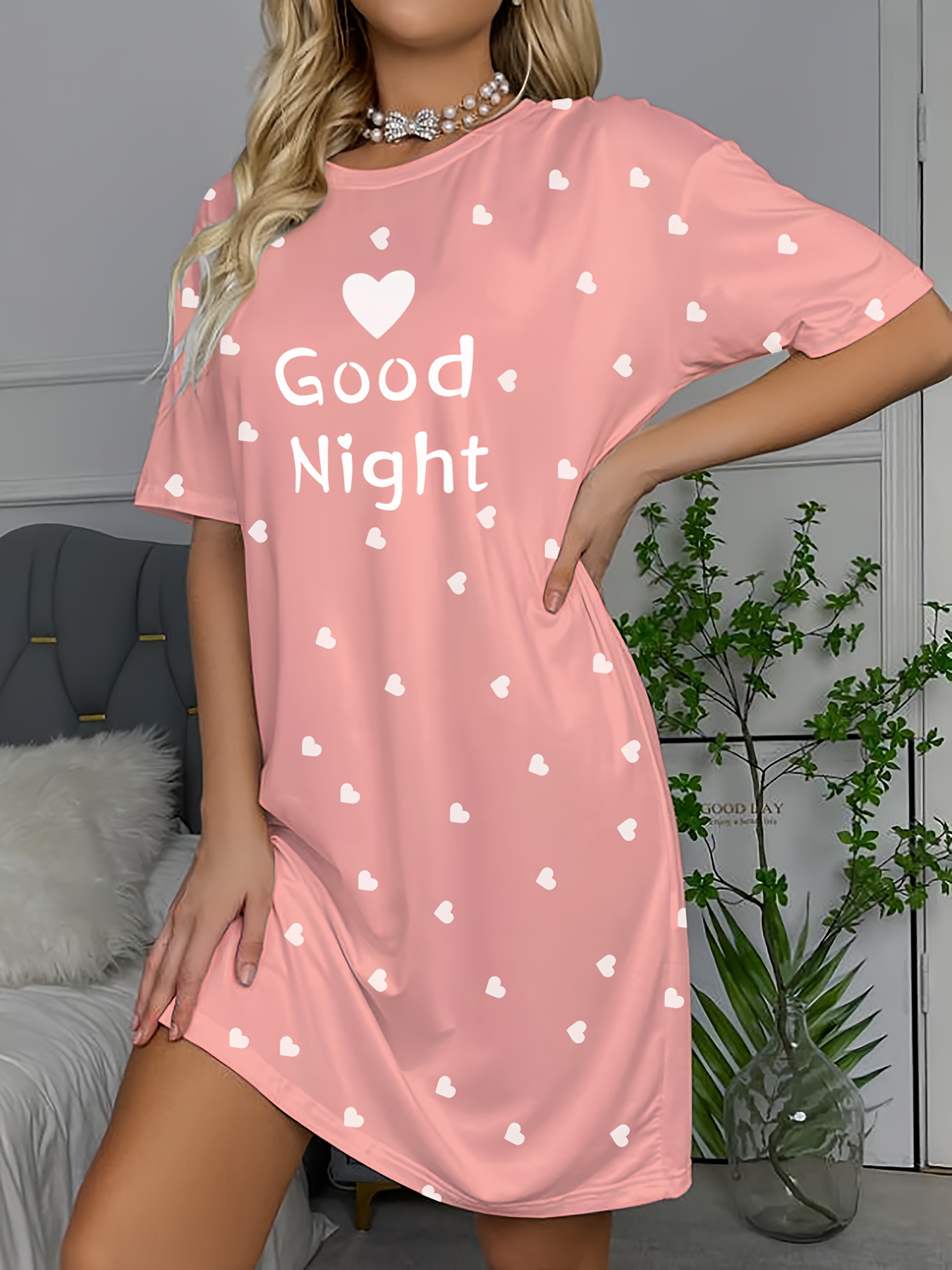 t shirt pajama dress Women Short Sleeve Nightshirt Sleep Shirt Tee Pajama Top Dress T-Shirt  Nightgown