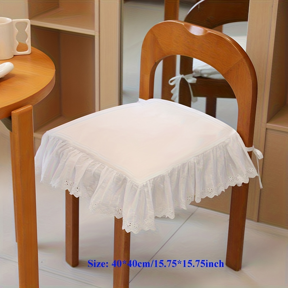 E-shop Stuhlbezug-Kissen im französischen Stil, hochwertiger weißer minimalistischer Rüschensaum mit Durchbruchstickerei, für den Heimgebrauch,