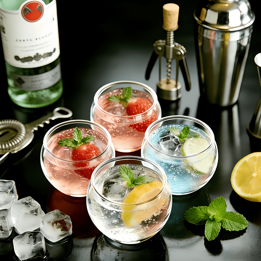 Juego de 12 Mini Vasos Redondos para Beber, Incluye Vasos de Martini, Copas de Vino, Vasos para Cócteles de Frutas, Copas de Champán y Vasos de Vino, Reutilizables y Adecuados para Cenas Familiares, Fiestas al Aire Libre, Tabernas y Suministros para Picnic