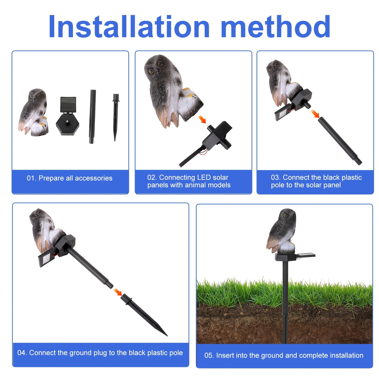 Magische Eulen Solar Gartenlicht – Set Mit 3 Leuchtenden Eulen, Mehrfarbig