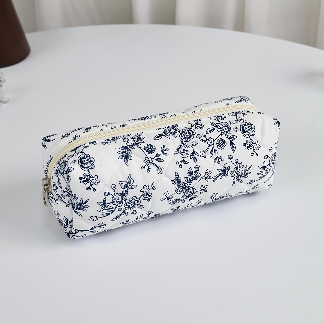 TEMU Trousse à crayons rétro florale en tissu , papeterie , sac de rangement pour stylos, crayons, gommes, pochette à Cosmétique multifonctionnelle,